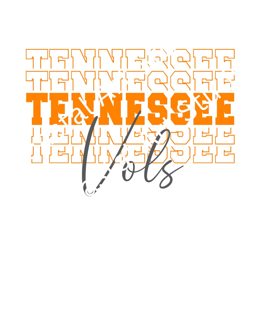 Tennessee Vols Stacked Font Digital Download, Tn Volunteers Instant