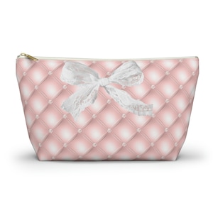 Coquette makeup bag, pink feminine Accessory Pouch, princesscore cosmetic bag, hyper feminine makeup pouch