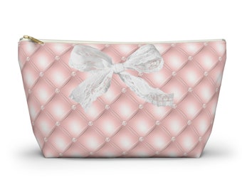 Coquette makeup bag, pink feminine Accessory Pouch, princesscore cosmetic bag, hyper feminine makeup pouch