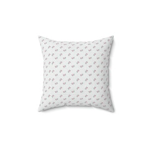 Coquette Room Decor, Faux Suede Square Pillow, feminine tiny rose accent pillow, vintage floral decor image 3