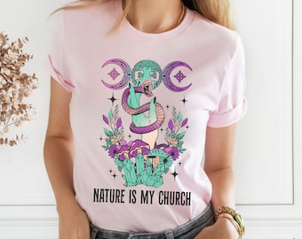 Witchy aesthetic tshirt, Nature is My Church, Witchcraft magick occult, pagan wiccan clothing, pastel goth shirt, nature lovers