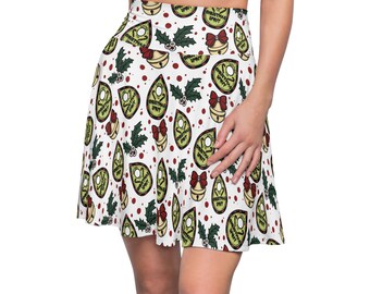 Goth Christmas Women's Skater Skirt, witchy Christmas skirt, women's holiday clothing, Gothmas skirt