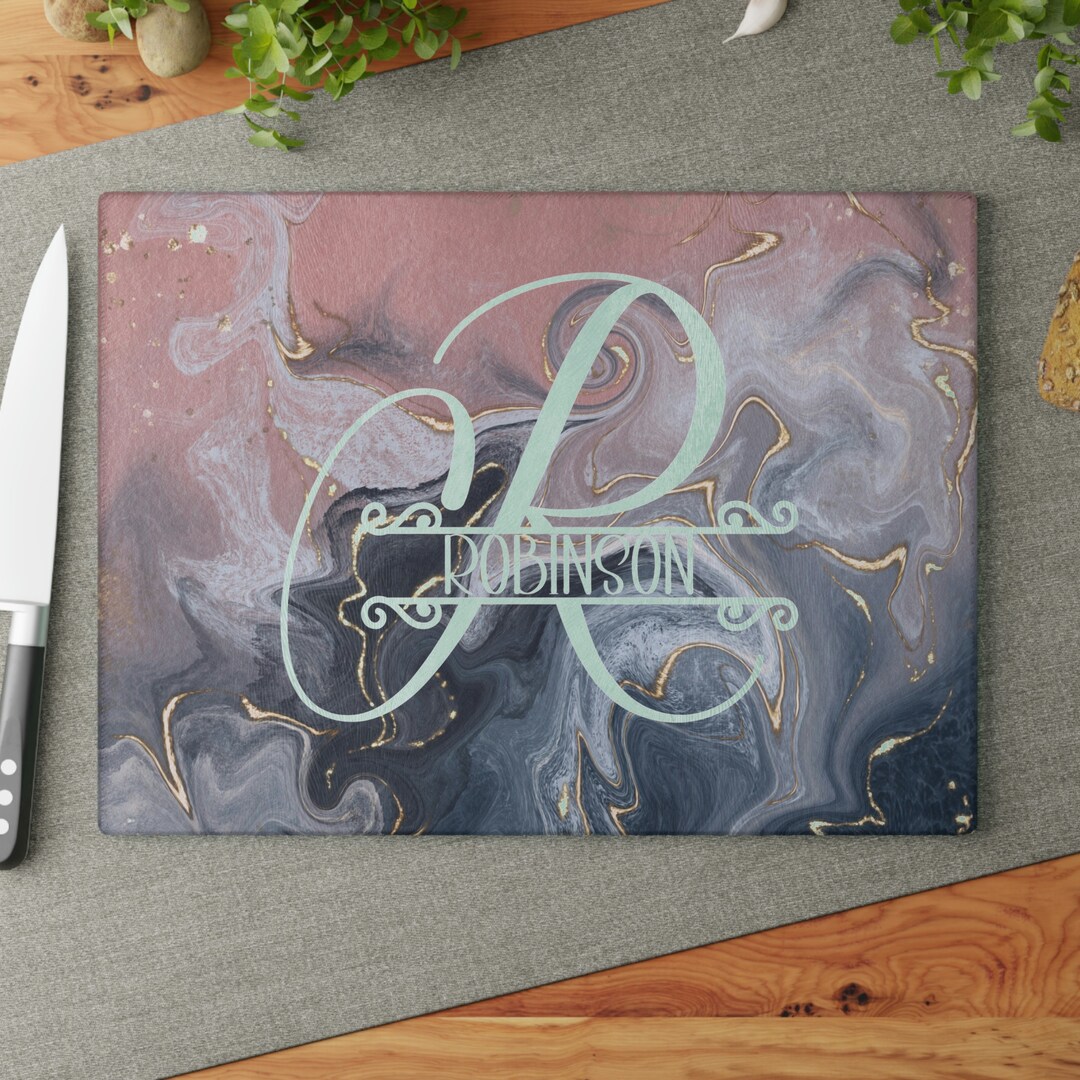 Monogrammed Glass Cutting Board Personalized Chopping Board, Custom