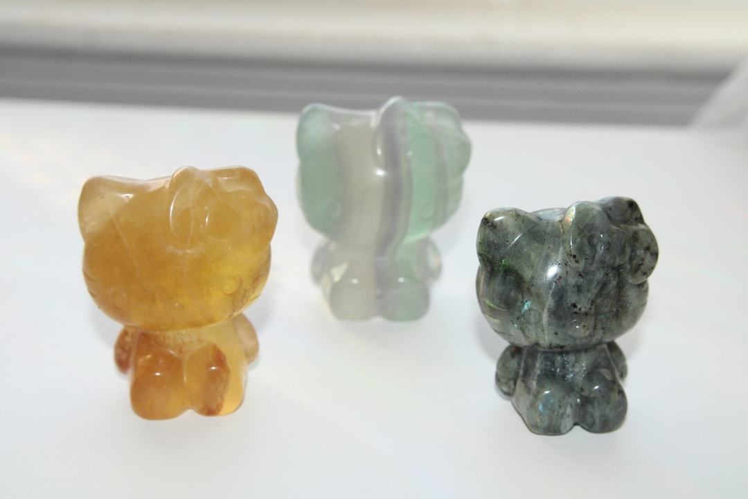Hello Kitty Crystal Carvings Variety Natural Crystals Fluorite