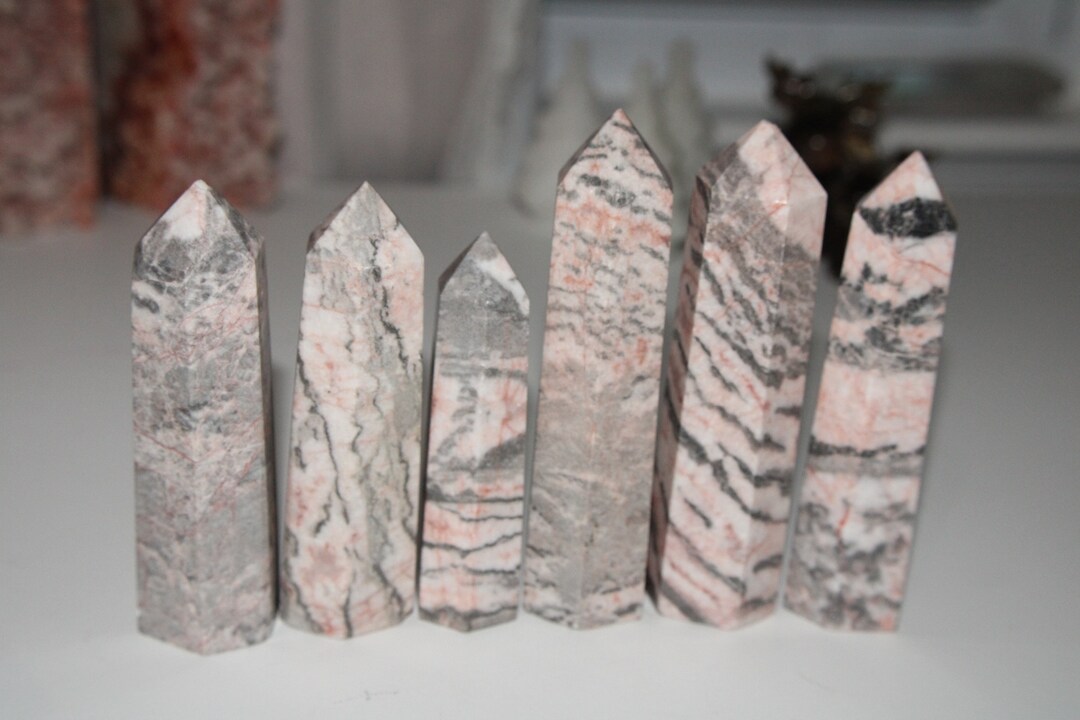 Pink Zebra Marble Towers Etsy