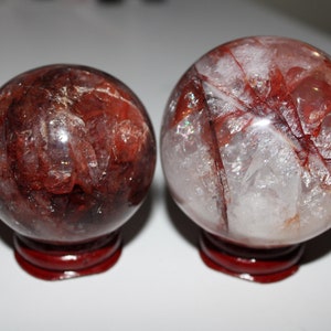 High Quality Fire Quartz with star reflection (see video) - Hematoid aka Fire Quartz Spheres - Crystal Sphere Gift