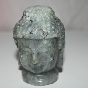 Labradorite Buddha Head - Healing Buddha Carving - High Grade, High Quality - Crystal Gift