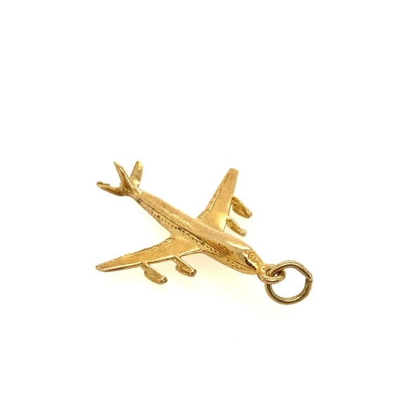 9ct Yellow Gold Airplane Jumbo Jet 747 Necklace P… - image 2