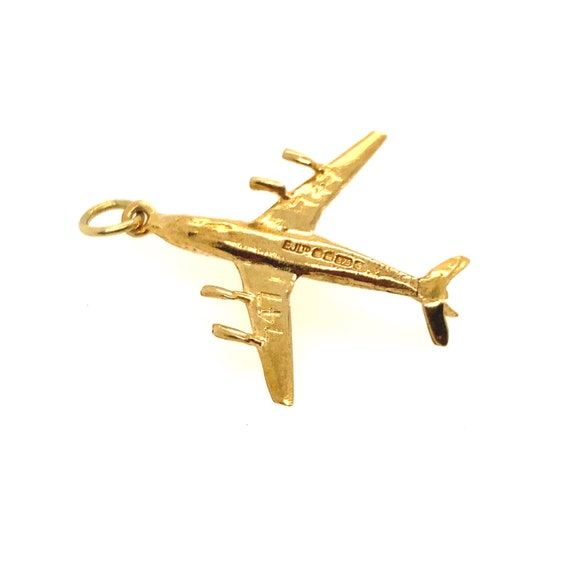 9ct Yellow Gold Airplane Jumbo Jet 747 Necklace P… - image 4