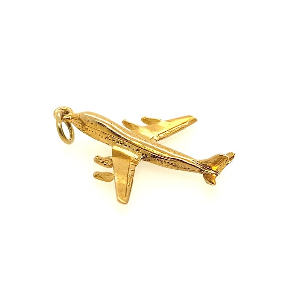 9ct Yellow Gold Airplane Jumbo Jet 747 Necklace P… - image 1