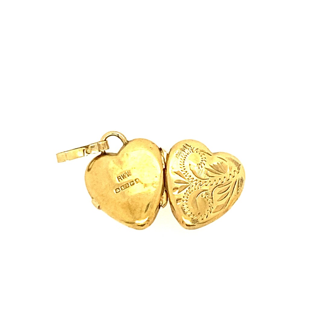 9ct Yellow Gold Heart Locket Necklace Pendant Charm. Ladies Etsy