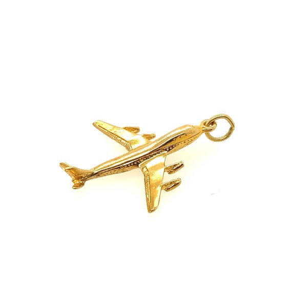 9ct Yellow Gold Airplane Jumbo Jet 747 Necklace P… - image 3