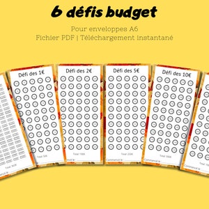 6 Défis enveloppes budget format A6 - Tracker Défi budgétaire A6 français - Kit défis budget - PDF à imprimer et plastifier - Thème automne
