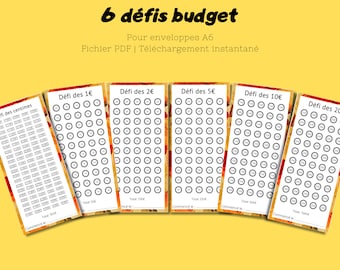 6 sfide con buste economiche in formato A6 - Tracker sfida budget A6 in francese - Kit sfida budget - PDF da stampare e plastificare - Tema autunnale