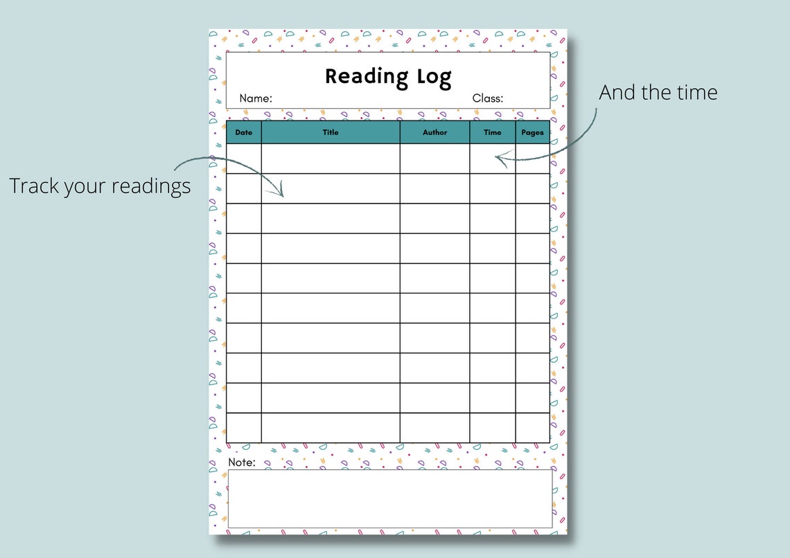 Printable Reading Log for Kids and Pupils - Etsy