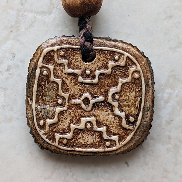 18 - ETZNAB - Mayan Seal Amulet / Pendant - KAN - White Mirror - Tzolkin
