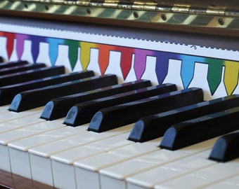 Toetsenbordkleurenstrip voor de piano, educatief speelgoed voor kinderen, beginnerskleuterschoolcadeau, digitale download PDF, hulpmiddelen voor de muziekleraren