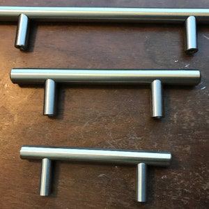 Pull - T Bar Style Silver Toned Drawer Pulls 3 Sizes: 5 inches, 3 inches and 2-1/2 inches at center