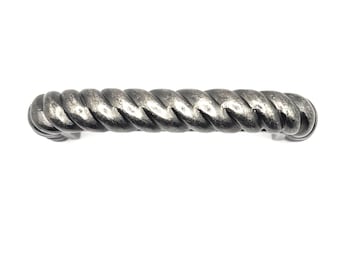 Nautical Rope Style Drawer Pull with Aged Pewter Finish 3” Centers