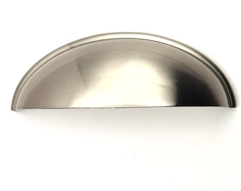 Traditional Modern Satin Nickel Cup Pull 3 Inches at Center