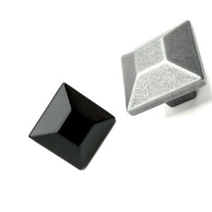 Farmhouse Mission Style Beveled Square Knob in Flat Black or Rustic Pewter 1” Wide