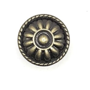 Small Round Knob for Curio or Jewelry Box: Antique Brass 7/8” Wide