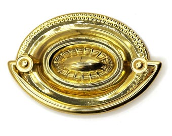 Hepplewhite Drop Bail Pull Stamped Brass 2-1/2" Centers Bright Polished