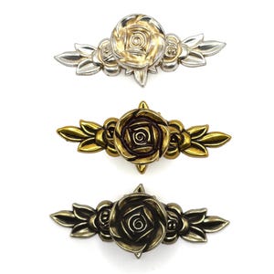 Knob Vintage Gold Tone 2 Piece Rose Design Drawer Pull with backplate Single hole