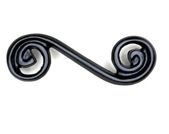 Whimsical Swirl Drawer Pull in Matte Black Finish 3&quot; center to center Curved Curled Ends
