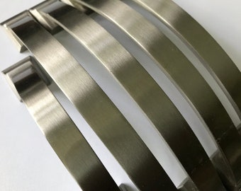 Brushed Nickel Arched or Curved and Square End Drawer or Cabinet Pull in Two Sizes 3 or 5 Inch Center to Center