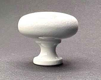 Round Mushroom Style Knob White Ceramic over Cast Iron 1-1/4” wide