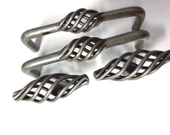 Pull or Knob - Birdcage - Pewter Look Pulls 4&quot; at Center and Oblong Knobs 2.5” at Length