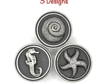 Beach or Ocean Theme Knobs 3 Designs Antique Pewter 1-3/8” Wide