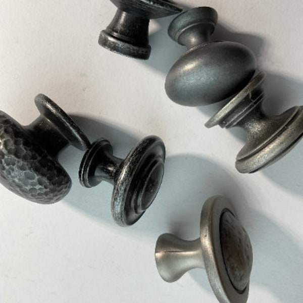 Drawer Knob Vintage Antique Pewter-Like Finish Cabinet Knob Assortment 1.25"