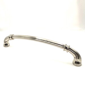 Extra Long Banded Drawer Pull with Satin Nickel Finish Measuring 6-3/8” Centers