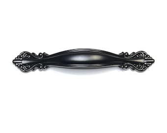 Black Matte Elegant Country Style Drawer Pull, 2-1/2" Center