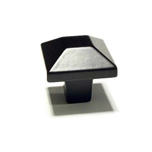 Gałka kwadratowa Farmhouse ze ściętym ścięciem w kolorze czarnym matowym i cyny o wymiarach 1” x 1”