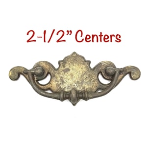 Chippendale Vintage Curved End Brass or Brass Plate Bail Pull, 2-1/2” Center