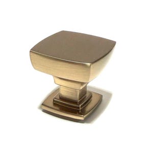 Tirador cuadrado para cajón o armario, color bronce champán, 2,5 cm x 2,5 cm, montaje individual, 9,5 mm entre centros.