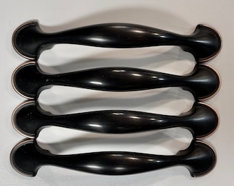 Flared End Arched Drawer Pull Oil Rubbed Bronze Finish  3 Inches at Center with Exposed Copper Color