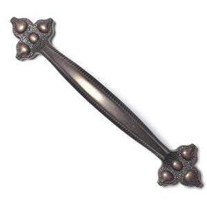 Extra Long Spanish Style Black Copper Drawer Pull 5” center and 6-3/4” total length
