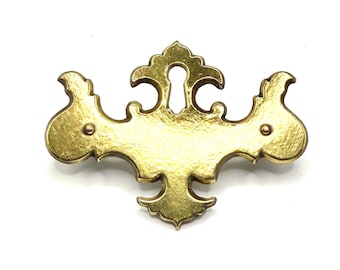 Chippendale Batwing Style Vintage Escutcheon Keyhole Plate Keeler Brass Company 2" Center