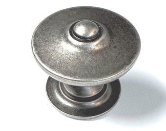 Traditional Windsor Style Knob in Rustic Pewter Finish 1-3/8 inch Width Single Screw