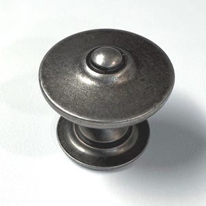 Traditional Windsor Style Knob in Rustic Pewter Finish 1-3/8 inch Width Single Screw