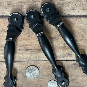 Vintage VERTICAL Distressed Thumb Pull Handle Black for Cabinets or Drawers