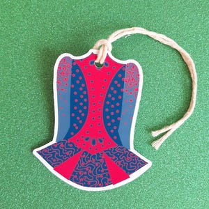 Irish Dance Costume Gift Tags, Set of 5, Feis Gifts, Dance School, Celtic, Premium Card, Die-Cut, Gloss Finish, Custom Orders, Gaelic Dance