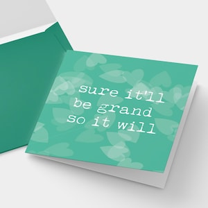 Carte de voeux irlandaise, dictons irlandais, grand, cadeau Irlande, carte coeur verte, écossais d'Ulster, carte tout ira bien, carte pensée pour un ami