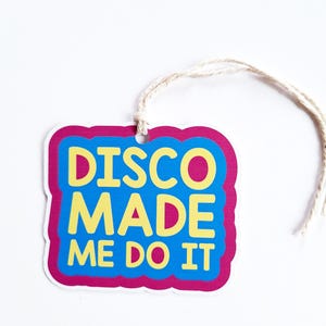 Étiquette-cadeau disco, soirée dansante rétro des années 70, enterrement de vie de jeune fille des années 1980, étiquette groovy colorée, cadeau vintage pour mélomane, cadeau funky, cadeau de enterrement de vie de jeune fille