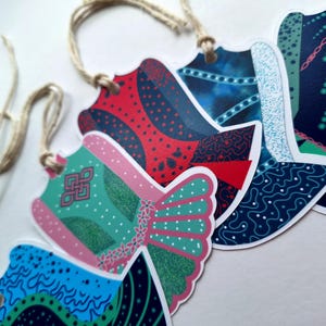 Irish Dance Kostüm Geschenkanhänger, 5er Set, Feis Geschenke, Tanzschule, Keltisch, Premium Karte, Gestanzt, Hochglanz Oberfläche, Kundenbestellungen, Gälischer Tanz