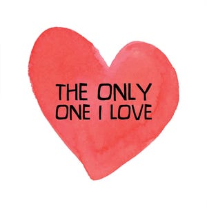 Biglietto d'auguri Britpop "The Only One I Love" ispirato ai Charlatans, con cuore ad acquerello, 15 cm, quadrato, musica romantica anni '90